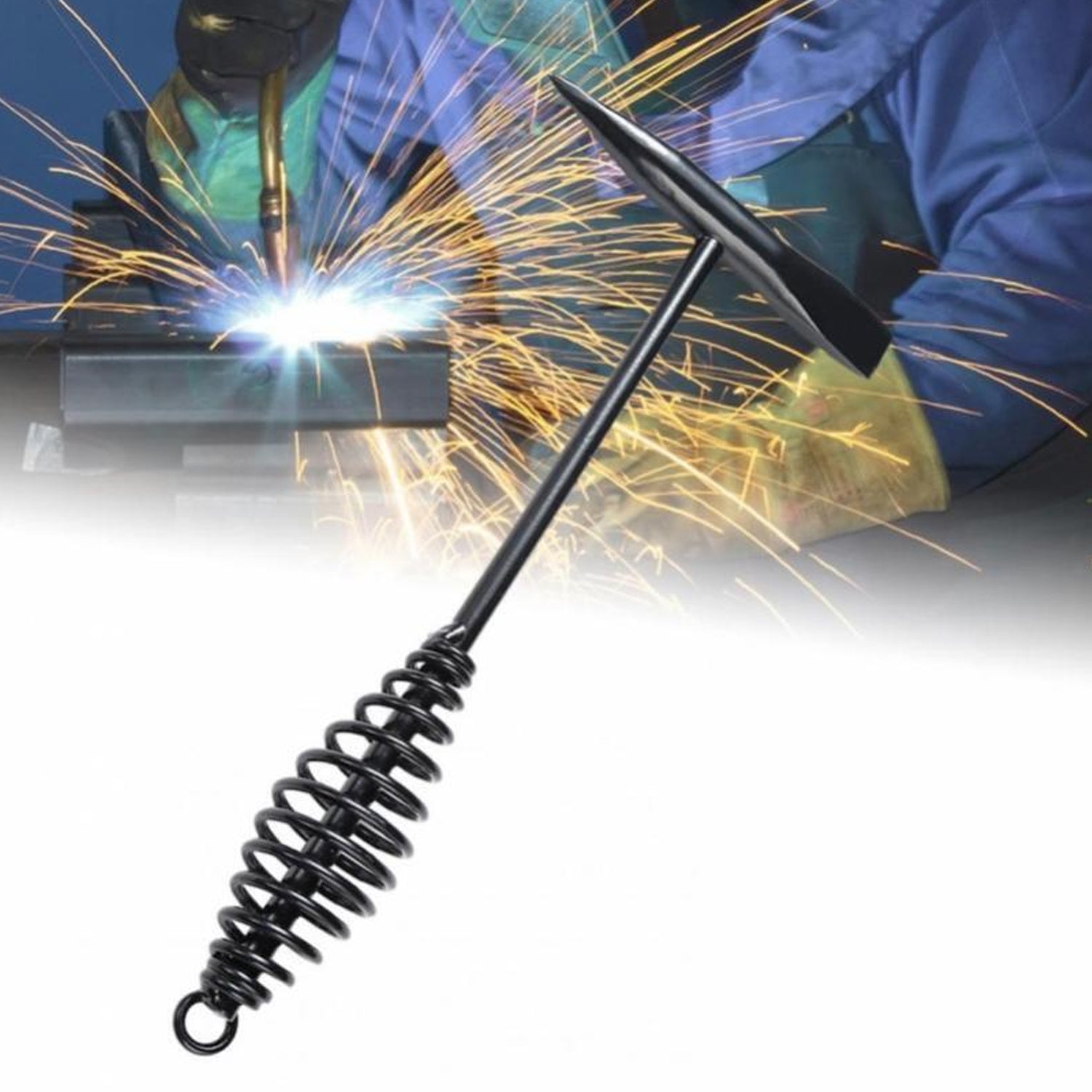 0482 Welding Slag Removal Tool  Chipping Hammer with Coil Spring Handle, Mufti Functional for Cleaning Removing Slag Industrial Weld Slag Spatter Removal Tool Welding Hammer, for Machinery Electrician (1 Pc ) 0482 Welding Slag Removal Tool  Chipping Hammer with Coil Spring Handle, Mufti Functional for Cleaning Removing Slag Industrial Weld Slag Spatter Removal Tool Welding Hammer, for Machinery Electrician (1 Pc )